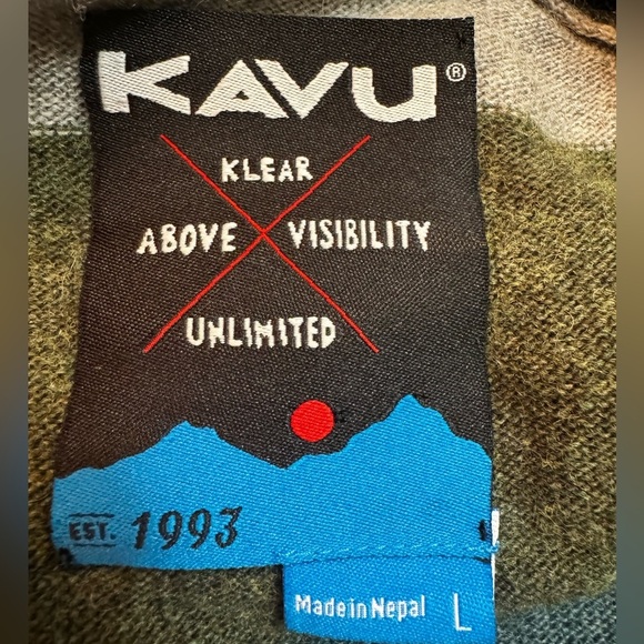 KAVU ATKINSON Blue Spruce Long Sleeve Striped Sweater Wool Alpaca Men’s Large - Picture 7 of 12